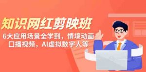 知识 网红剪映班,6大应用 场景全学到,情境动画,囗播视频,AI虚拟数字人-KJ分享