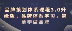品牌策划体系课程3.0升级版，品牌体系学习，简单学做品牌-KJ分享