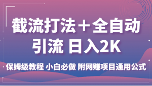 截流打法＋全自动引流 日入2K 保姆级教程 小白必做   附网赚项目通用公式-KJ分享