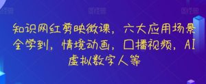 知识网红剪映微课,六大应用场景全学到,情境动画,囗播视频,AI虚拟数字人等-KJ分享