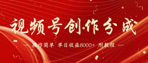 【蓝海项目】视频号创作分成计划，24年最新热门玩法，单天收益破8000+！-KJ分享