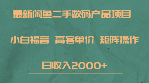 最新闲鱼二手数码赛道,小白福音,高客单价,矩阵操作,日收入2000+-KJ分享