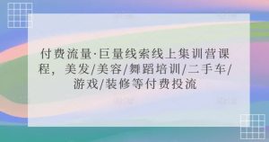 付费流量·巨量线索线上集训营课程，美发/美容/舞蹈培训/二手车/游戏/装修等付费投流-KJ分享