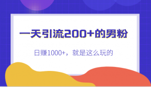 一天引流200+的男粉,日赚1000+,就是这么玩的-KJ分享