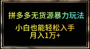 拼多多无货源暴力玩法,全程干货,小白也能轻松入手,月入1万+-KJ分享