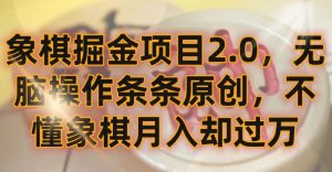 象棋掘金项目2.0，无脑操作条条原创，不懂象棋月入却过万-KJ分享