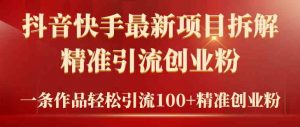 2024年抖音快手最新项目拆解视频引流创业粉，一天轻松引流精准创业粉100+-KJ分享