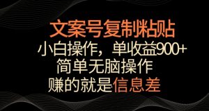 文案号掘金,简单复制粘贴,小白操作,单作品收益900+-KJ分享