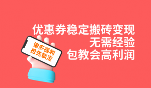 优惠券稳定搬砖变现，无需经验，高利润，详细操作教程！-KJ分享