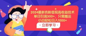 2024最新色粉变现高收益技术,单日引流300+,只需搬运,小白轻松日入1000+-KJ分享
