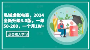 私域虚拟电商,2024全新升级3.0版,一单50-200,一个月1W+-KJ分享