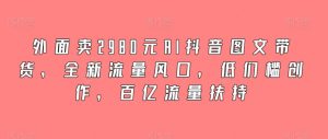 外面卖2980元AI抖音图文带货，全新流量风口，低们槛创作，百亿流量扶持-KJ分享