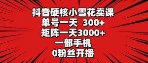 抖音硬核小雪花卖课，单号一天300+，矩阵一天3000+，一部手机0粉丝开播-KJ分享
