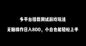 多平台挂载测试游戏玩法,无脑操作日入800,小白也能轻松上手-KJ分享