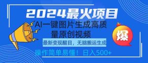 2024最火项目,AI一键图片生成高质量原创视频,无脑搬运,简单操作日入500+-KJ分享