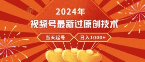 2024年视频号最新过原创技术,当天起号,收入稳定,日入1000+-KJ分享