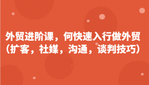 外贸进阶课，帮助你了解如何快速入行做外贸（扩客，社媒，沟通，谈判技巧）-KJ分享