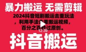 2024最新抖音搬运技术,抖音短剧视频去重,手法搬运,利用工具去重,达到秒过原创的效果-KJ分享