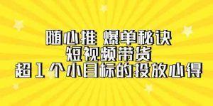 随心推 爆单秘诀，短视频带货-超1个小目标的投放心得（7节视频课）-KJ分享