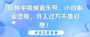 玩转中视频音乐号，小白副业变现，月入过万不是幻想-KJ分享
