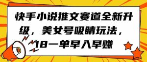 快手小说推文赛道全新升级，美女号吸睛玩法，18一单早入早赚-KJ分享