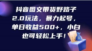 抖音图文带货野路子2.0玩法，暴力起号，单日收益500+，小白也可轻松上手！-KJ分享