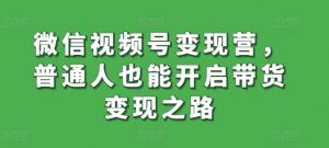 微信视频号变现营，普通人也能开启带货变现之路-KJ分享