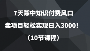 7天踩中知识付费风口,卖项目轻松实现日入3000!(10节课程)-KJ分享