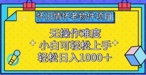 怀旧情怀老物件项目,无操作难度,小白可轻松上手,轻松日入1000+-KJ分享