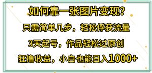 如何靠一张图片变现?只需简单几步,轻松俘获流量,3天起号,作品轻松过原创-KJ分享