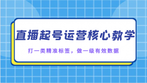 直播起号运营核心教学,打一类精准标签,做一级有效数据-KJ分享