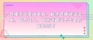 直播带货全域电商，解决直播间没流量，留不住人，亏米送都送不出去的尴尬局面-KJ分享