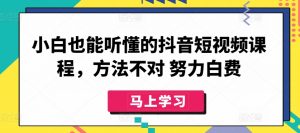 小白也能听懂的抖音短视频课程，方法不对 努力白费-KJ分享