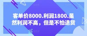 客单价8000.利润1800.虽然利润不高,但是不怕退货【付费文章】-KJ分享
