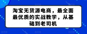 淘宝无货源电商，最全面最优质的实战教学，从基础到老司机-KJ分享