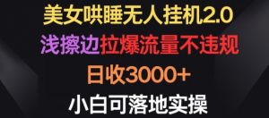 美女哄睡无人挂机2.0.浅擦边拉爆流量不违规,日收3000+,小白可落地实操-KJ分享