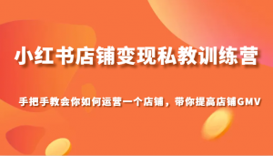小红书店铺变现私教训练营,手把手教会你运营店铺,带你提高店铺GMV-KJ分享