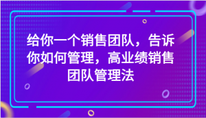 给你一个销售团队,告诉你如何管理,高业绩销售团队管理法(89节课)-KJ分享