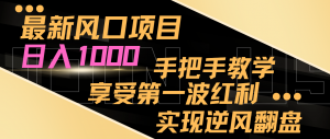 最新风口项目，日入1000，手把手教学，享受第一波红利，实现逆风翻盘-KJ分享