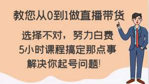 教您从0到1做直播带货,选择不对,努力白费,5小时课程搞定那点事,解决你起号问题!-KJ分享