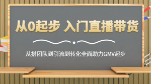 从0起步 入门直播带货 从搭团队到引流到转化全面助力GMV起步-KJ分享