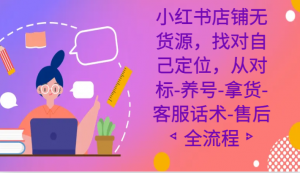 小红书店铺无货源课程，找对自己定位，从对标-养号-拿货-客服话术-售后全流程-KJ分享