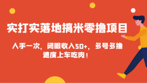 实打实落地搞米零撸项目，人手一次，闭眼收入50+，多号多撸，速度上车吃肉！-KJ分享