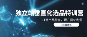 独立站-垂直化选品训练营，打造产品壁垒，提升网站利润（3节直播课）-KJ分享