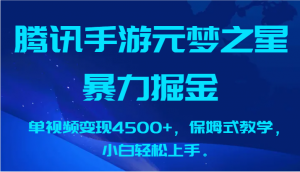 腾讯手游元梦之星暴力掘金，单视频变现4500+，保姆式教学，小白轻松上手。-KJ分享
