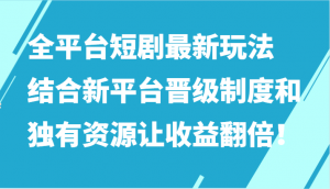 全平台短剧最新玩法,结合新平台晋级制度和独有资源让收益翻倍!-KJ分享
