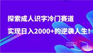 探索成人识字冷门赛道,实现日入2000+的逆袭人生!-KJ分享