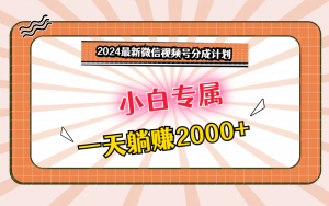 2024最新微信视频号分成计划,对新人友好,一天躺赚2000+-KJ分享
