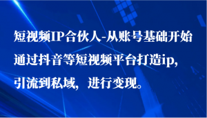 短视频IP合伙人-从账号基础开始通过抖音等短视频平台打造ip，引流到私域，进行变现。-KJ分享