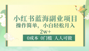 0成本0门槛小红书蓝海副业项目,操作简单,小白轻松月入2W-KJ分享